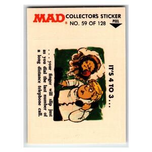 MAD It's 4 To 3... 1983 Collector's Sticker Fleer No. 59 of 128